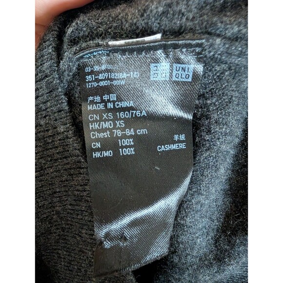 Uniqlo Womens XS Gray 100% Cashmere Sweater Turtleneck Knit Top Dark Gray - Picture 3 of 8